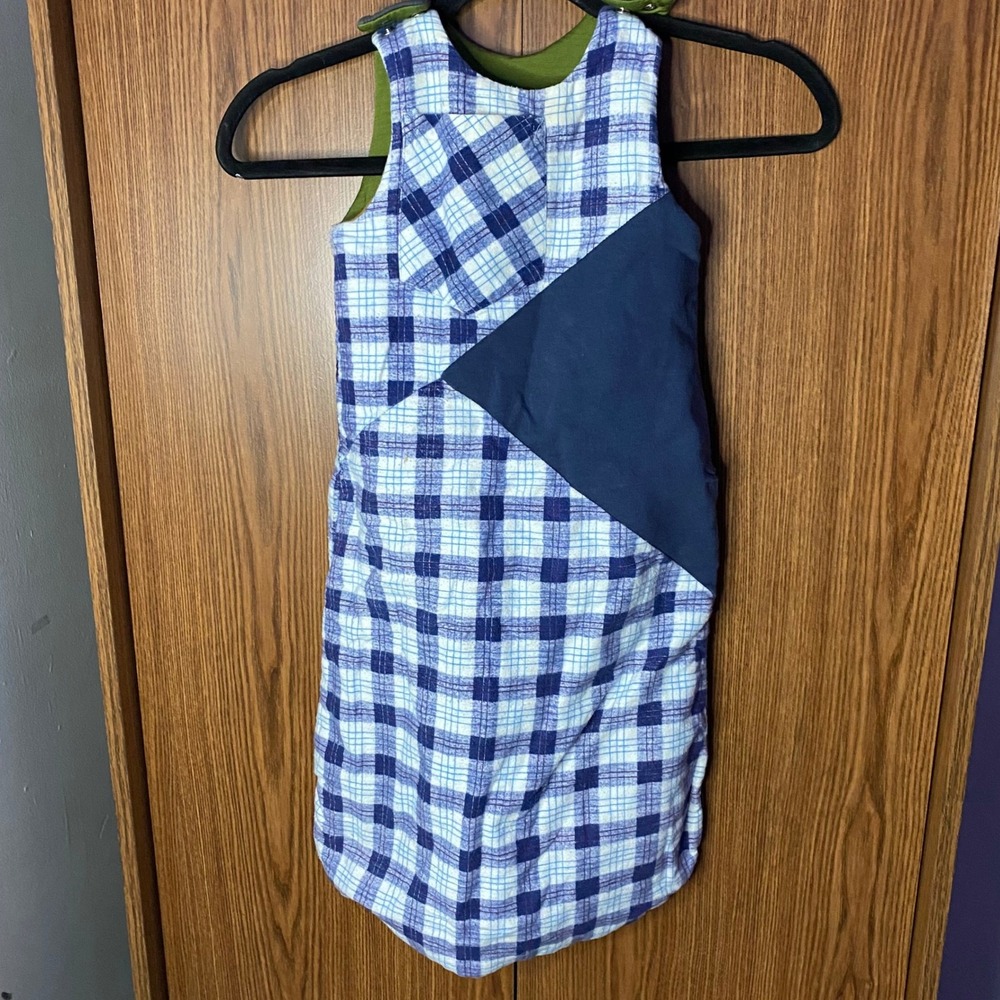 Sleep Sack Kids Small Blue Plaid Patchwork Wearable Blanket Handmade *Small hole